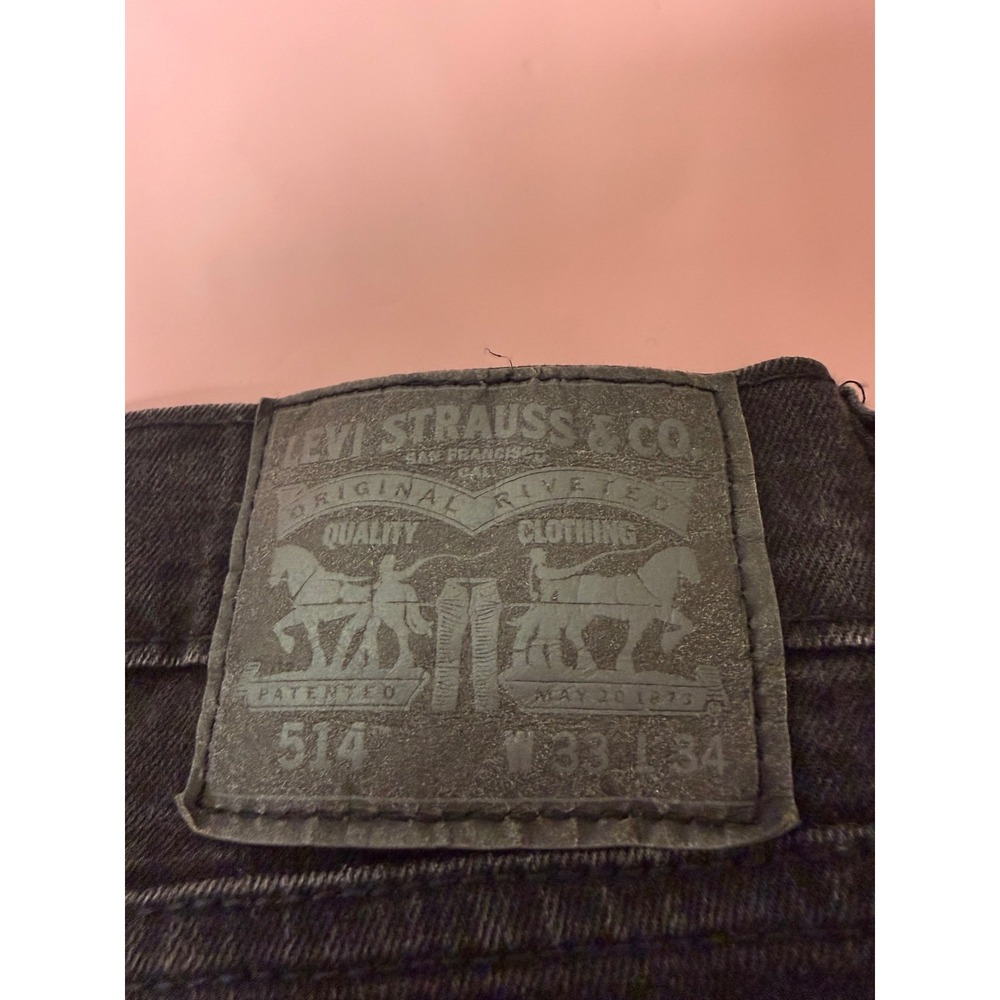 Levi's 514 Straight Fit Jeans Mens 33x34 Black Excellent Washed Denim 9025 - Picture 3 of 7